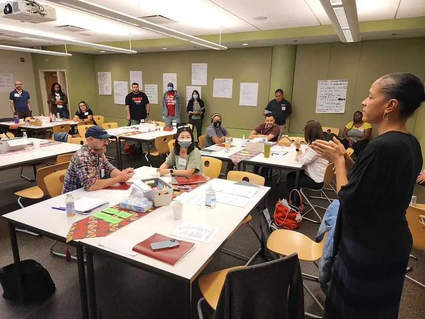 Elizabeth Brown, Impact Manager at NCS, facilitates a session during the Equity-Based Leadership workshop.